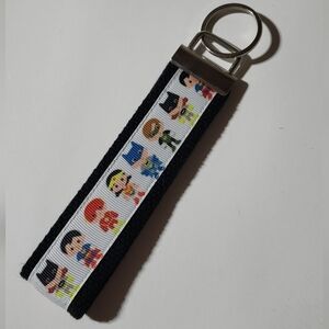 Superhero Cartoon Batman Print handmade Wristlet Key Fob women's Keychain holder